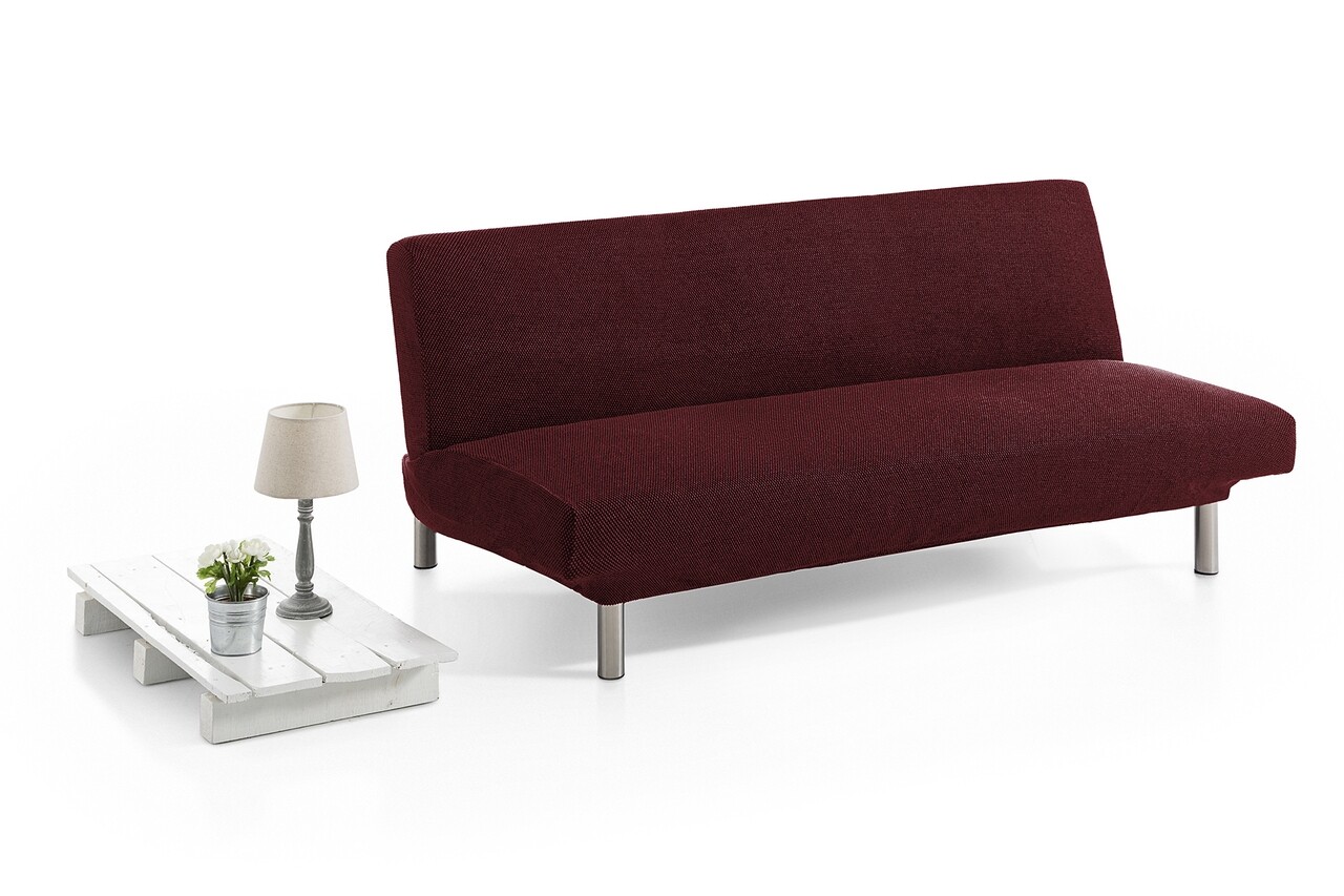Husa canapea elastica bi-stretch, Belmarti, Viena, click-clack, 2 locuri, jacquard, rosu - imagine 5
